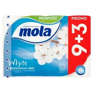 Mola Biała Bawełna papier toaletowy 12 rolek - 3