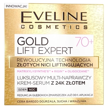 Eveline cosmetics Gold Lift Expert  Luksusowy multi-naprawczy krem-serum z 24 złotem, 70+ - 1