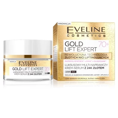 Eveline cosmetics Gold Lift Expert  Luksusowy multi-naprawczy krem-serum z 24 złotem, 70+ - 0