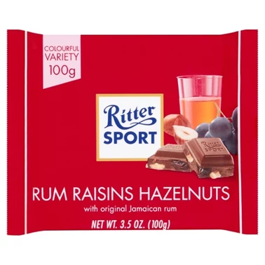 Ritter Sport Czekolada mleczna z rodzynkami w rumie i orzechami laskowymi 100 g - 2