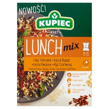 Kupiec Lunch Mix Ryż parboiled kasza bulgur kasza owsiana ryż czerwony 400 g (4 x 100 g) - 1