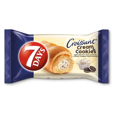 7 Days Cream & Cookies Rogalik z kremem o smaku waniliowym z mlekiem i kawałkami ciastek 60 g - 0