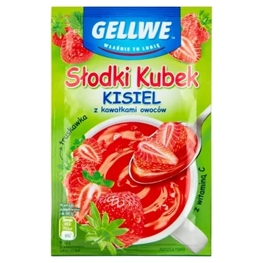 Gellwe Słodki Kubek Kisiel z kawałkami owoców smak truskawkowy 28 g - 4