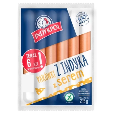 Indykpol Parówki z indyka z serem 215 g (6 sztuk) - 1