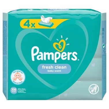 Pampers Fresh Clean Baby Wipes 4 Packs = 208 Wipes - 9