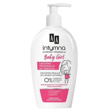 AA Intymna Ochrona&Pielęgnacja kremowa emulsja do higieny intymnej Baby Girls 0% 300 ml - 1