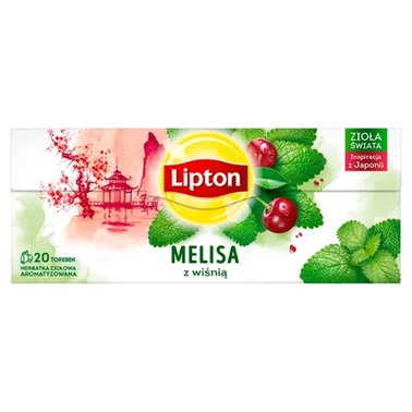Lipton Herbatka ziołowa aromatyzowana melisa z wiśnią 24 g (20 torebek) - 0