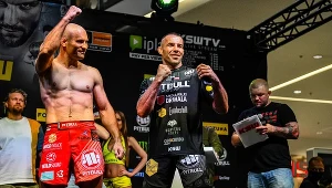 Tomasz Drwal (z prawej) i Łukasz Bieńkowski podczas ceremonii ważenia przed galą KSW 53