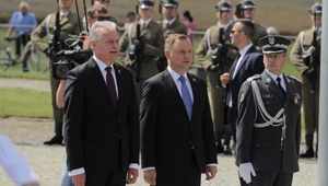 Andrzej Duda i Gitanas Nauseda w trakcie obchodów rocznicy bitwy pod Grunwaldem. 