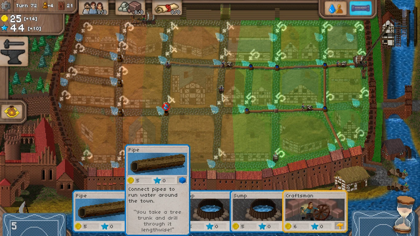 Akcja gry rozpoczyna się w średniowieczu, krótko po powstaniu miasta i kończy się wraz z nastaniem XIX w. i epoki rewolucji przemysłowej. Gra podzielona jest na kilka etapów, ściśle związanych z historią wody i wodociągów w Grudziądzu, okraszonych krótkimi opisami historycznymi.