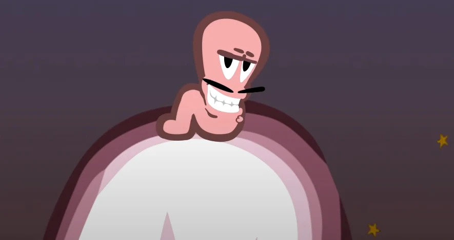 Worms Armageddon Zrzut ekranu z gry Worms Armageddon przedstawiający dwuwymiarową rozgrywkę z widokiem pola bitwy.