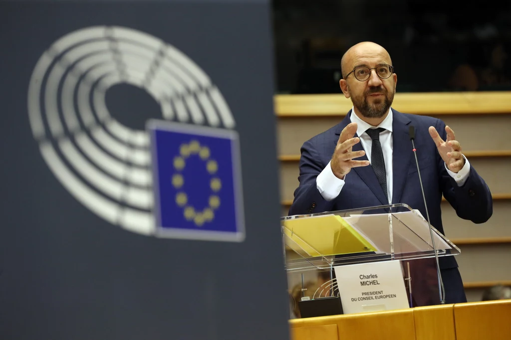 Charles Michel w czasie debaty w PE