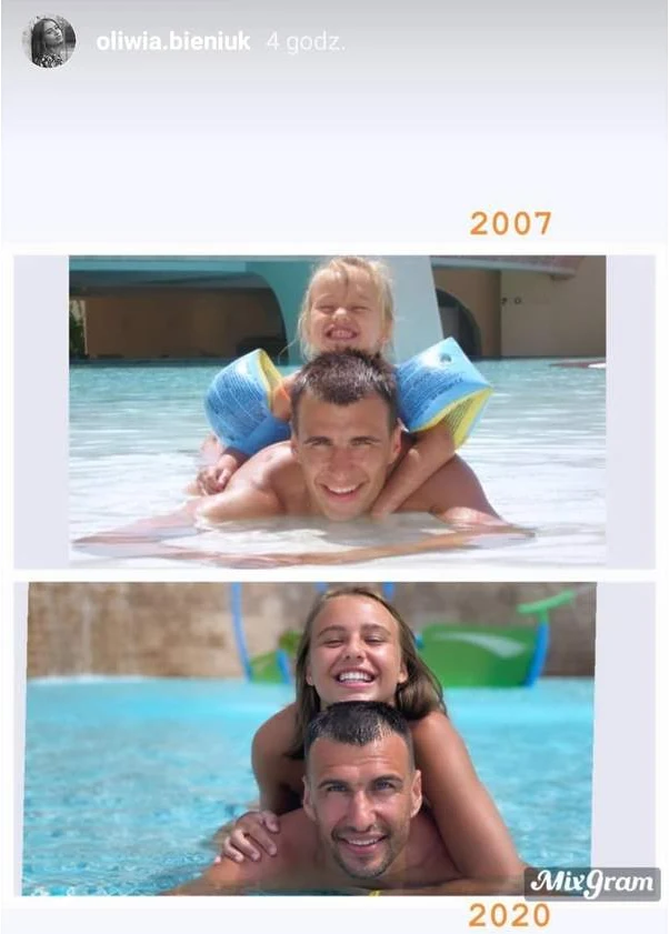 Oliwia Bieniuk po 13 latach odtworzyła zdjęcie z przeszłości Oliwia Bieniuk po 13 latach odtworzyła zdjęcie z przeszłości