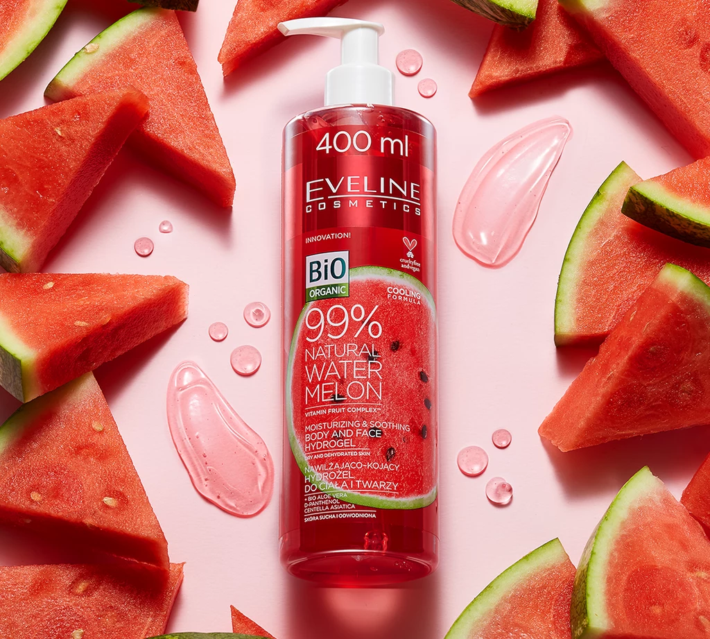 99% Natural Watermelon łagodząco - nawilżający arbuzowy hydrożel do ciała i twarzy od Eveline Cosmetics