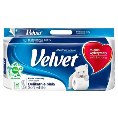 Velvet Delikatnie Biały Papier toaletowy 8 rolek - 10