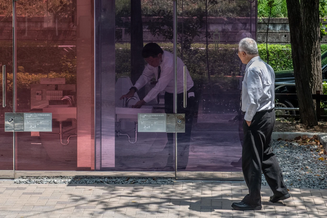 Jeśli ściany są przezroczyste, oznacza to, że toaleta jest wolna i czysta. Jeśli nie - jest zajęta albo brudna.