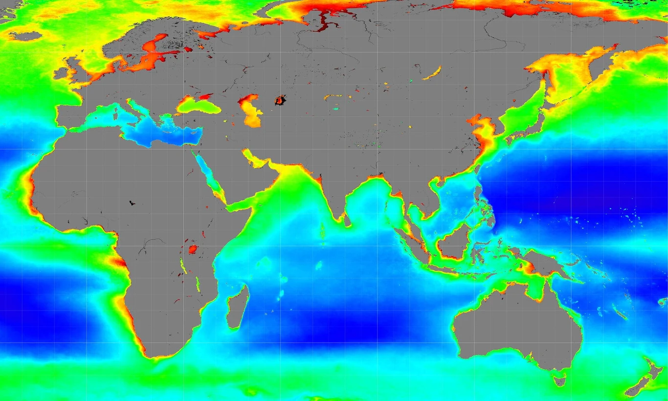 Mapka NASA przedstawiająca wpływ zmian klimatu na morza i oceany Mapka NASA przedstawiająca wpływ zmian klimatu na morza i oceany