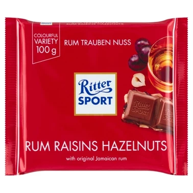 Ritter Sport Czekolada mleczna z rodzynkami w rumie i orzechami laskowymi 100 g - 1