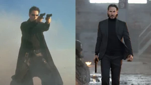 Keanu Reeves jako bohater "Matrixa" (L) oraz w roli Johna Wicka (P)