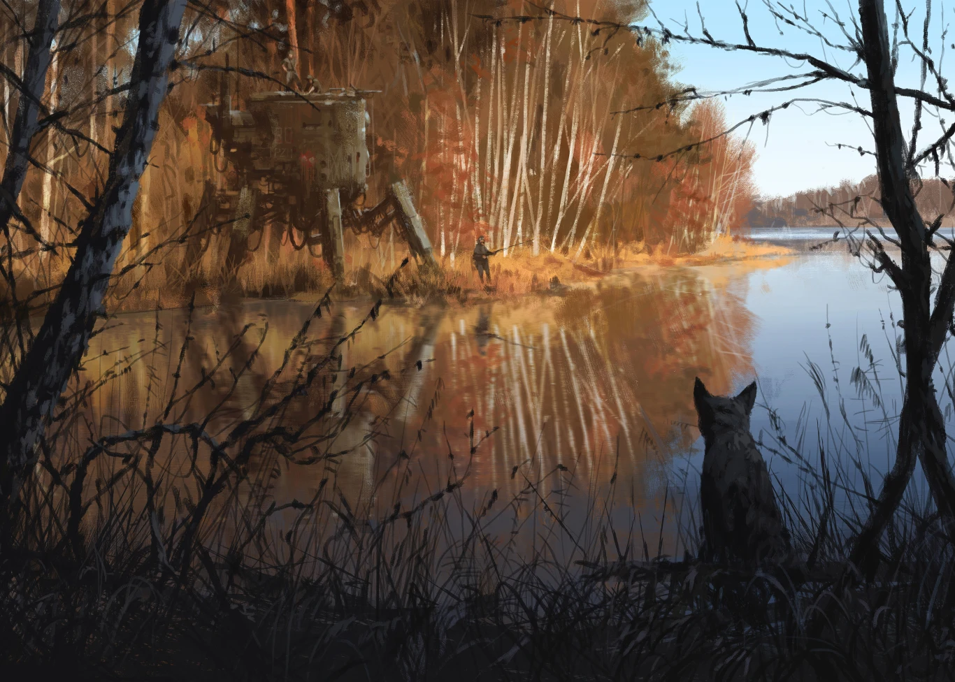 Czy Twoje dzieła powstają cyfrowo, czy też starasz się nawiązywać także techniką do obrazów, którymi się inspirujesz? - Maluję i rysuję odkąd pamiętam, więc większość życia tworzyłem tradycyjnie, ołówek kartka, kredki,potem olejami i akrylami. Natomiast od kilku lat tworzę głównie cyfrowo. Staram się by, niezależnie od narzędzia, moje prace zachowywały ten sam styl i klimat. - Większość osób nie jest w stanie odróżnić obrazów malowanych cyfrowo, od tych tradycyjnych, co mnie bardzo cieszy i utwierdza w przekonaniu, że chyba się to udaje. Nie inspirowałem się nigdy jakimiś konkretnymi obrazami. Jeśli już to całym malarstwem XIX wiecznym, głównie polskim i rosyjskim, Chełmońskim, Brandtem, Gierymskim, wiąże się to głównie z motywami wsi, wojny, dzikiej przyrody, folkloru i mistycyzmu, które to są również moim ulubionymi motywami i tematami. Natomiast staram się tworzyć we własnym, charakterystycznym, stylu i opowiadać własne historie. - Często wyobrażałem sobie jak reagowali żyjący wtedy ludzie, być może zabrani na front z głębokiej prowincji, na widok ogromnego czołgu, czy Zeppelina, co działo się w ich głowach?! To była moja główna inspiracja przy pracy nad światem 1920+.