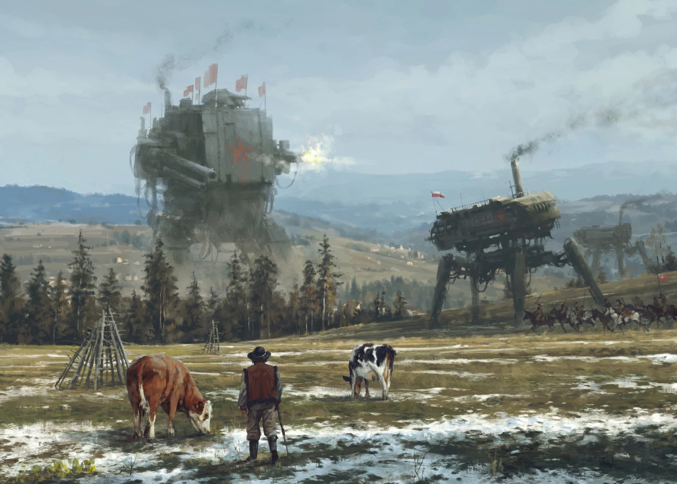 Czy obecnie masz w planach dalsze rozwijanie uniwersum 1920+? A może myślisz już nad czymś zupełnie nowym? - Oczywiście wciąż będę pracował nad światem 1920+ na pewno go nie porzucę, ale na chwilę obecną powoli zaczyna on żyć własnym życiem. Wraz z pojawieniem się gry Iron Harvest, oraz kolejnych produktów i projektów, o których na razie nie mogę mówić, moja rola jako autora i twórcy świata powoli się kończy, ludzie coraz częściej będą kojarzyć świat 1920+ z grą lub innymi produktami, a nie moją twórczością. - Obecnie powoli skupiam się na pracy nad nowym projektem, światem dark fantasy, powieści graficznej - "The Cursed Knight". W realiach średniowiecznych z elementami fantasy, starożytną magią, wilkołakami i demonicznym zakonem krzyżackim w roli głównej. Większość dzieciństwa zafascynowany byłem średniowieczem i "Krzyżakami" Sienkiewicza, a świetny film Aleksandra Forda oglądałem dziesiątki razy, w tym samą bitwę pod Grunwaldem pewnie setki! Bardzo chciałbym stworzyć coś w tych klimach. 