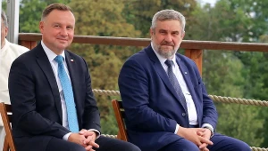 Prezydent Andrzej Duda oraz minister rolnictwa i rozwoju wsi Jan Krzysztof Ardanowski podczas Dożynek Jasnogórskich w Sanktuarium Maryjnym i klasztorze Ojców Paulinów w Częstochowie