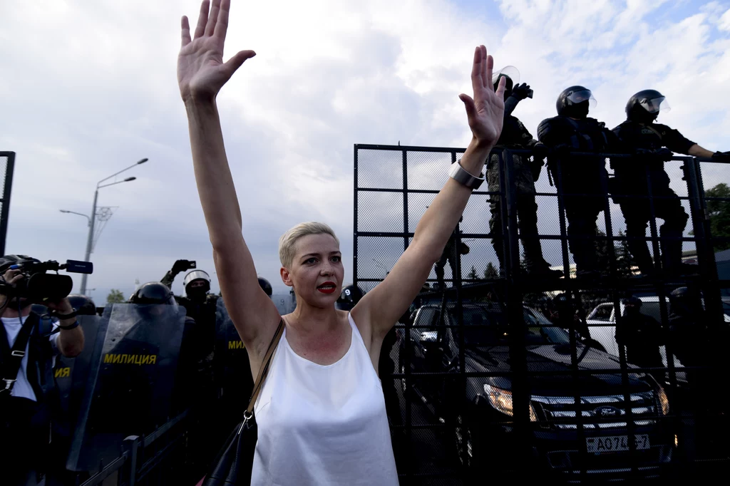 Maryja Kalesnikawa podczas sierpniowego protestu na Białorusi Maryja Kalesnikawa podczas sierpniowego protestu na Białorusi