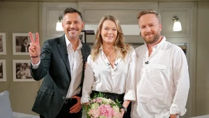 Krzysztof Ibisz , Tamara Arciuch i Bartosz Kasprzykowski na planie programu "Demakijaż"