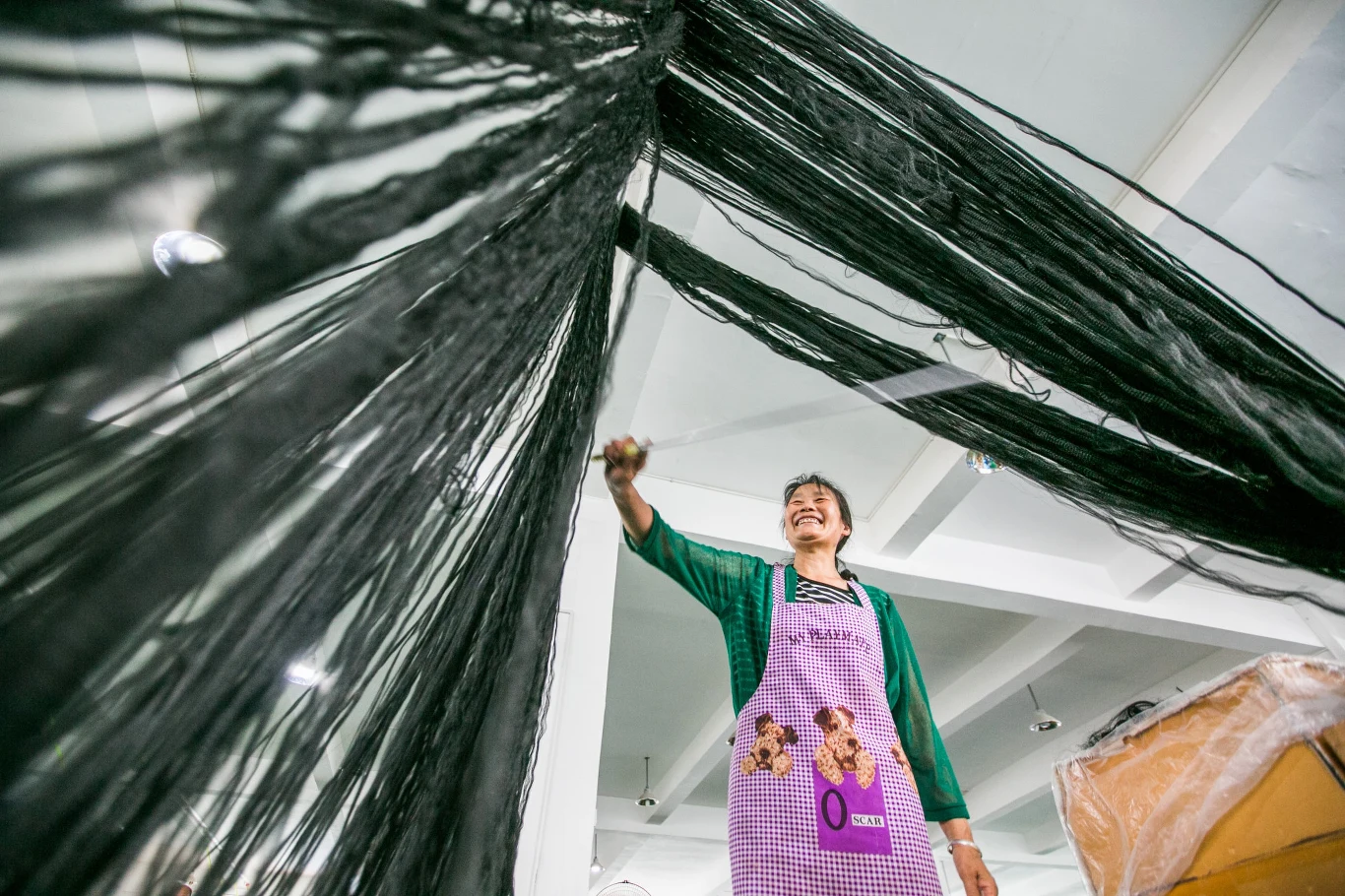 Chińska fabryka włosów w Bijie.