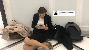 ​Zuzanna Rudzińska-Bluszcz na sejmowej podłodze. Zdjęcie wywołało lawinę komentarzy