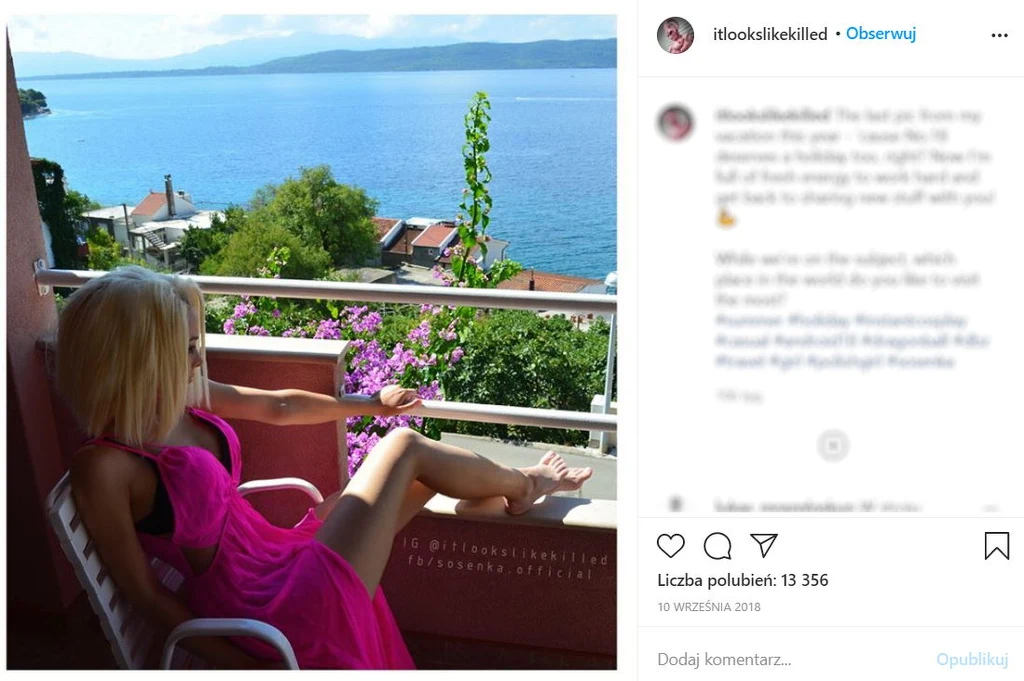 Sosenka prężnie działa w social mediach / źrodło: <a href="https://www.instagram.com/itlookslikekilled/" target="_blank">https://www.instagram.com/itlookslikekilled/</a> Sosenka prężnie działa w social mediach / źrodło: <a href="https://www.instagram.com/itlookslikekilled/" target="_blank">https://www.instagram.com/itlookslikekilled/</a>