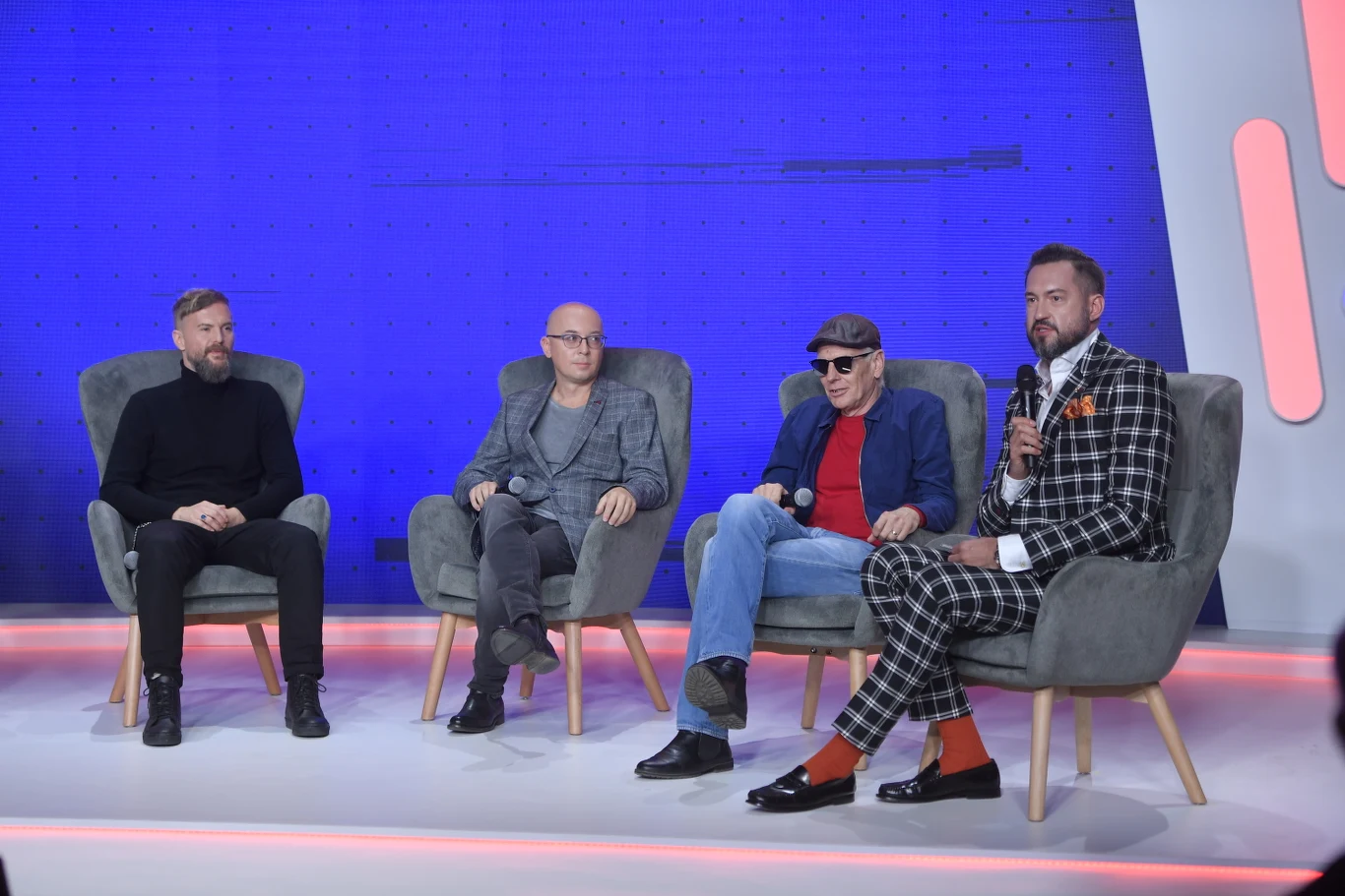 Od lewej: Tomasz Organek, Marcin Wasilewski, Tomek Lipiński i prowadzący Marcin Prokop