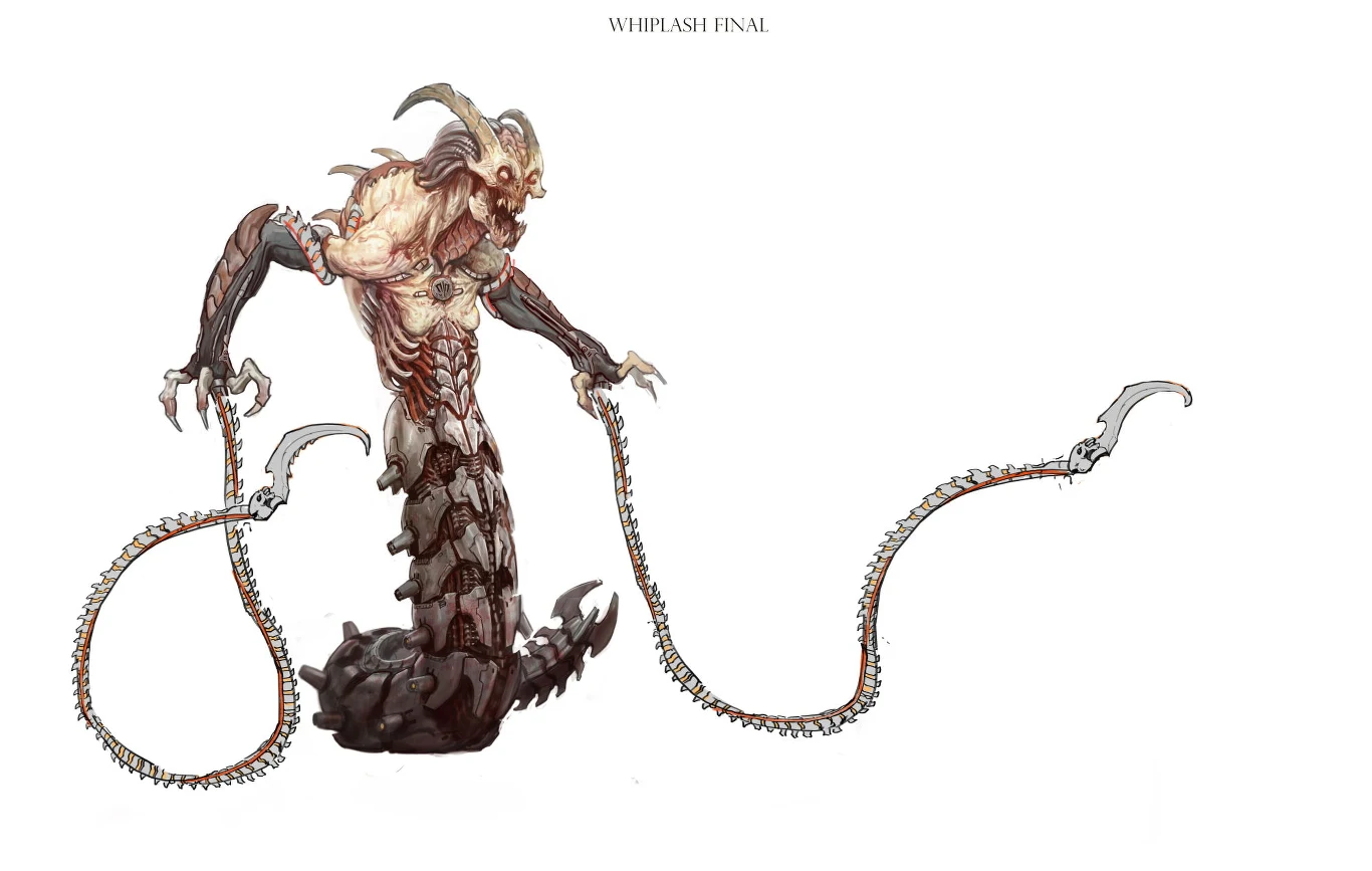 "Harap bardzo przypomina mi upiora. Lubię myśleć, że są kuzynami. Po raz pierwszy próbowałem stworzyć postać z ciałem węża i początkowo nie byłem pewien, jak to się wszystko będzie składało. Ale pomogły mi inspiracje Martwym złem i Heavy Metalem. Teraz już nie ma wątpliwości, że ten demon pasuje do gry, a jednocześnie się wyróżnia" - Alex Palma.