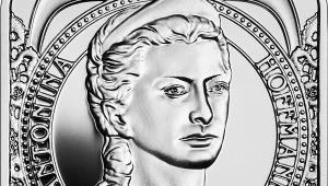 Moneta kolekcjonerskia NBP: Wielkie aktorki - Antonina Hoffmann, 20 zł, detal rewersu