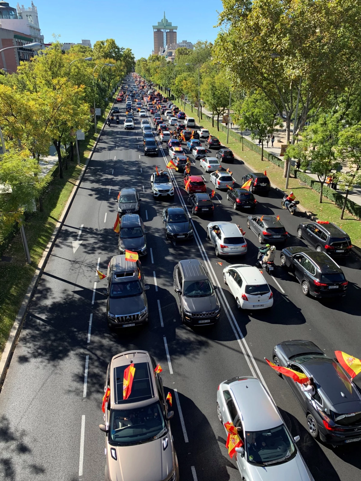 W trakcie powolnego przejazdu aut przez centrum Madrytu manifestanci używali klaksonów, a także skandowali antyrządowe hasła, domagając się dymisji szefa rządu. Wielu uczestników protestu ozdobiło swoje auta flagami Hiszpanii. W trakcie powolnego przejazdu aut przez centrum Madrytu manifestanci używali klaksonów, a także skandowali antyrządowe hasła, domagając się dymisji szefa rządu. Wielu uczestników protestu ozdobiło swoje auta flagami Hiszpanii.