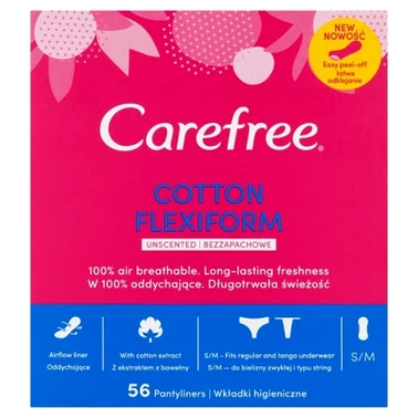 Carefree Cotton Feel Flexiform Wkładki higieniczne nieperfumowane 56 sztuk - 3