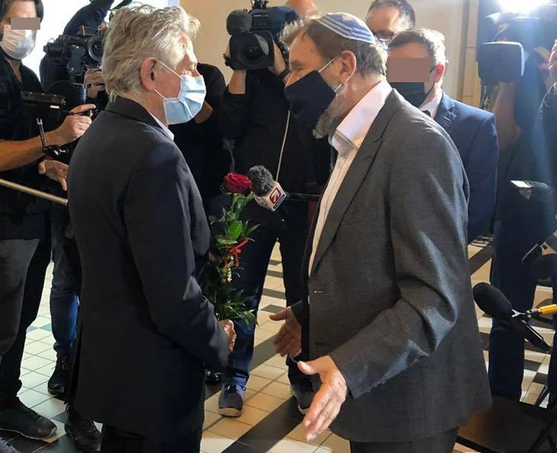 Roman Polański z wnukiem Stefanii Buchały, którego poznał podczas nagrań do filmu "Polański, Horowitz"