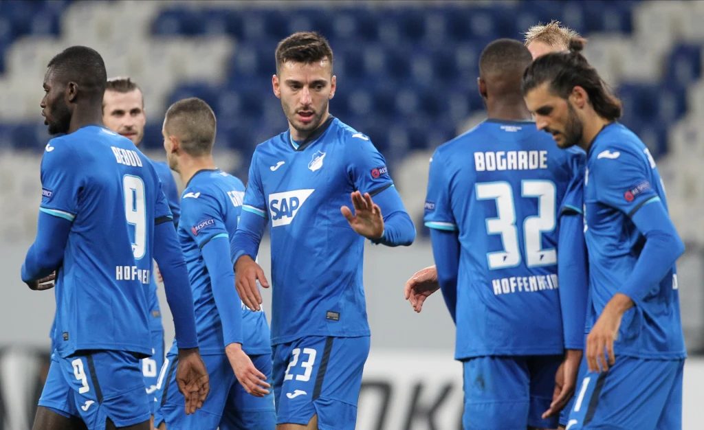 Radość piłkarzy Hoffenheim Radość piłkarzy Hoffenheim