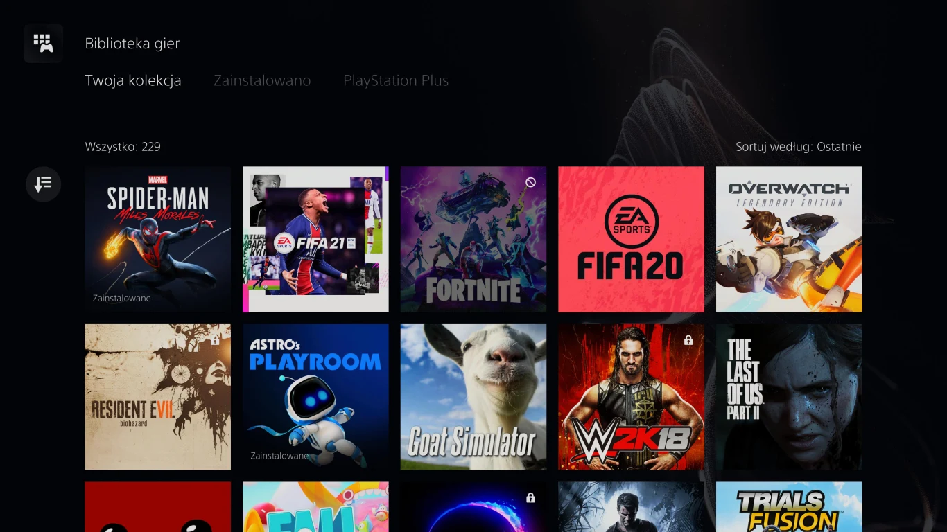 Dashboard PlayStation 5