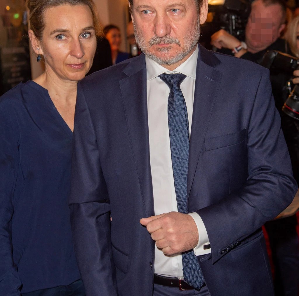 Robert Więckiewicz z żoną na rozdaniu Orłów