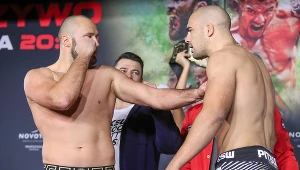 Tomasz Narkun (z lewej) i Ivan Erslan na ważeniu przed galą KSW 56