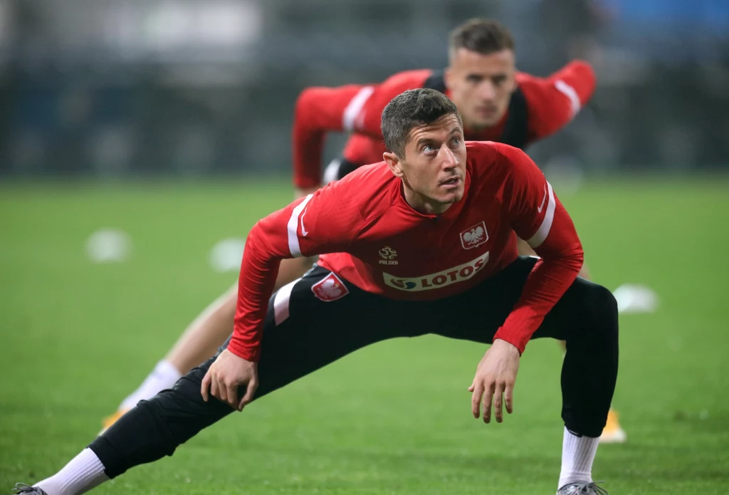 Robert Lewandowski na treningu przed meczem z Włochami w Reggio Emilia