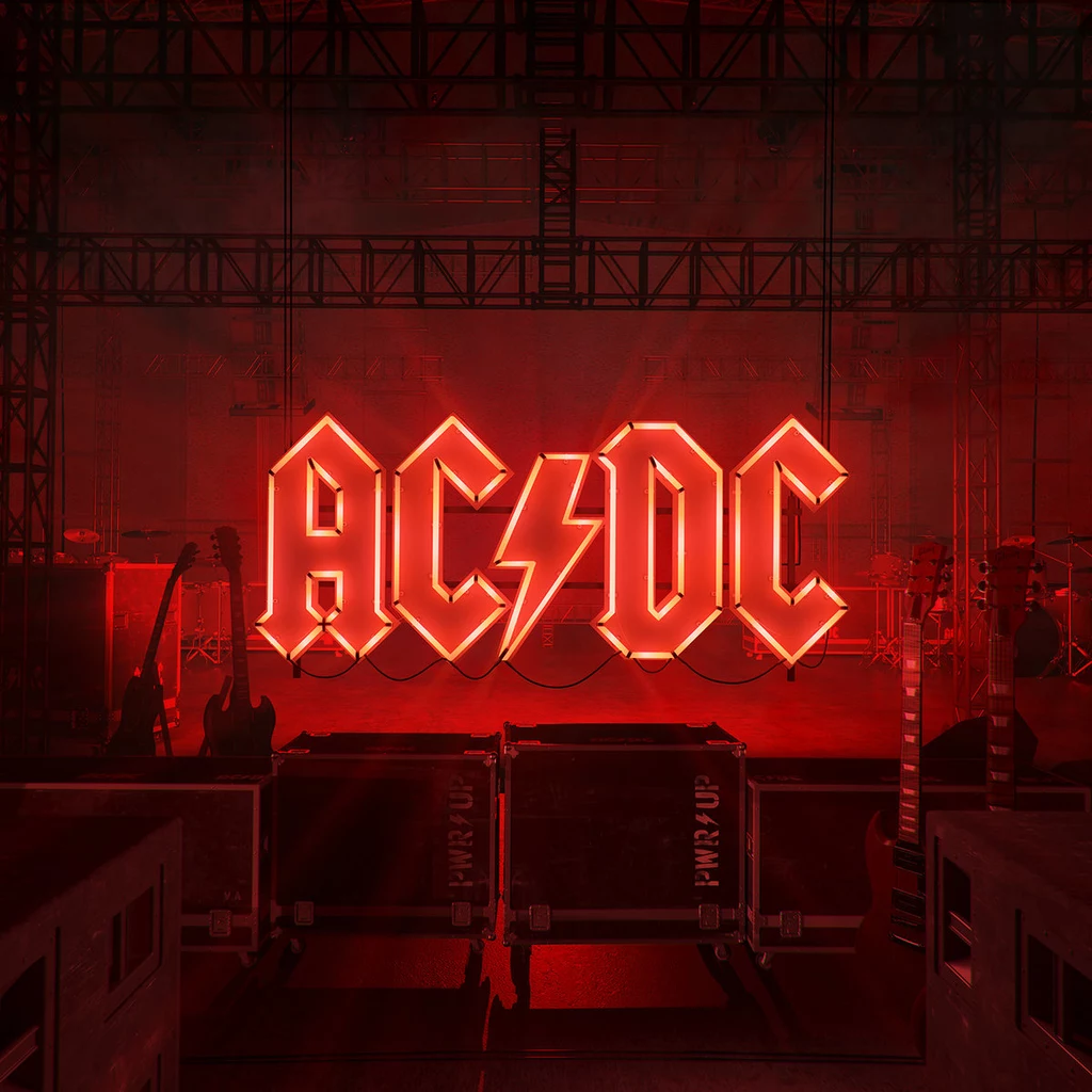 Klasyczne logo AC/DC na okładce płyty "Power Up"