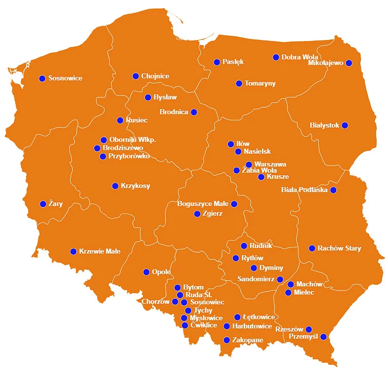 Oto mapa miejsc, biorących udział w naszej akcji Oto mapa miejsc, biorących udział w naszej akcji