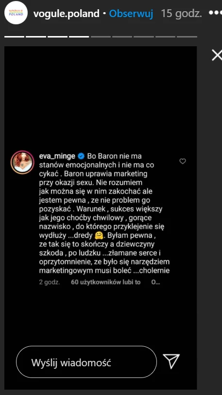 Screen z InstaStory VogulePoland Screen z InstaStory VogulePoland