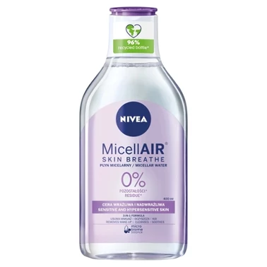 NIVEA MicellAir Skin Breathe Kojący płyn micelarny do cery wrażliwej i nadwrażliwej 400 ml - 0