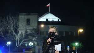 Joanna Scheurning-Wielgus przed Sejmem 