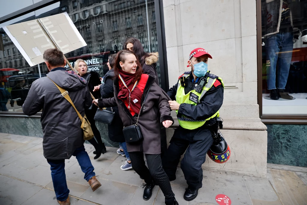 Zatrzymanie podczas protestu w Londynie