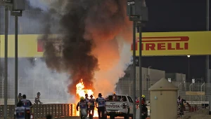 Bolid Grosjeana po wypadku podczas GP Bahrajnu