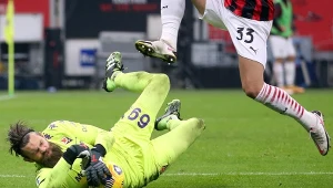 Bartłomiej Drągowski w meczu z Milanem